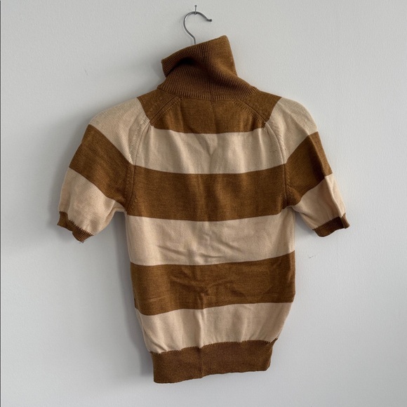 Peter Som Brown and Tan Striped Zip-Up Sweater - Picture 4 of 4